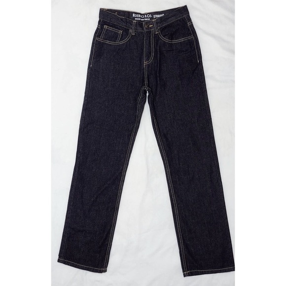 Sears Roebuck boys jeans size 16 dark wash 100% cotton mid rise adjustable wiast - Picture 3 of 11